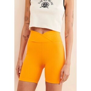YEAR OF OURS V-Waist Biker Shorts Bright Orange Size Small